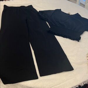 Habitual Kids Black Wide Leg Pants & Top Set Sz 12